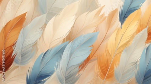 feather pattern, bright and friendly colors, high quality, 16:9