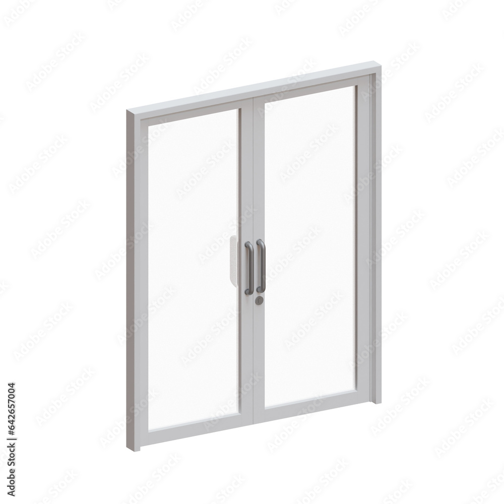 Double Framed Glass Door 3D Render Illustration Element 01 Double Framed Glass Door 3D Render Illustration Element 01