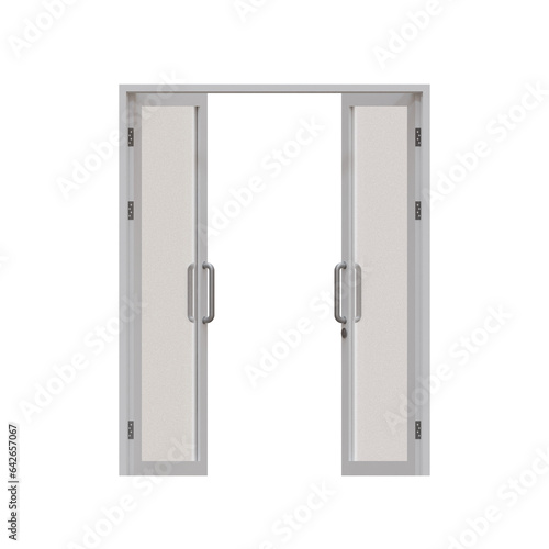 Double Framed Glass Door 3D Render Illustration Element 05