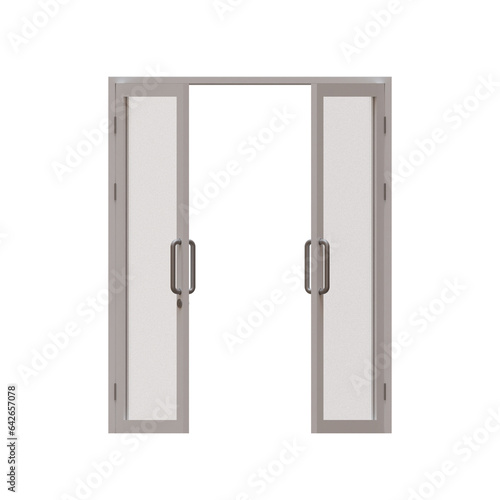 Double Framed Glass Door 3D Render Illustration Element 06