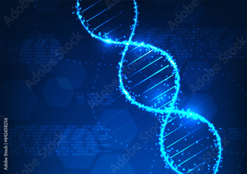 Medical technology. Structure of DNA with numerical codes as elements. It represents the use of technology in medicine that shows DNA information. to bring information to research and treat patients