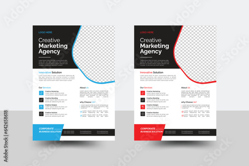 Corporate creative colorful business flyer template design set,  modern business flyer template, abstract business flyer and creative design, Multipurpose Flyer Layout with Red Accent.