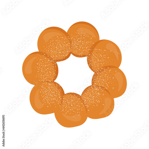 Mochi Donut Vector Illustration Logo With Powdered Sugar Powder