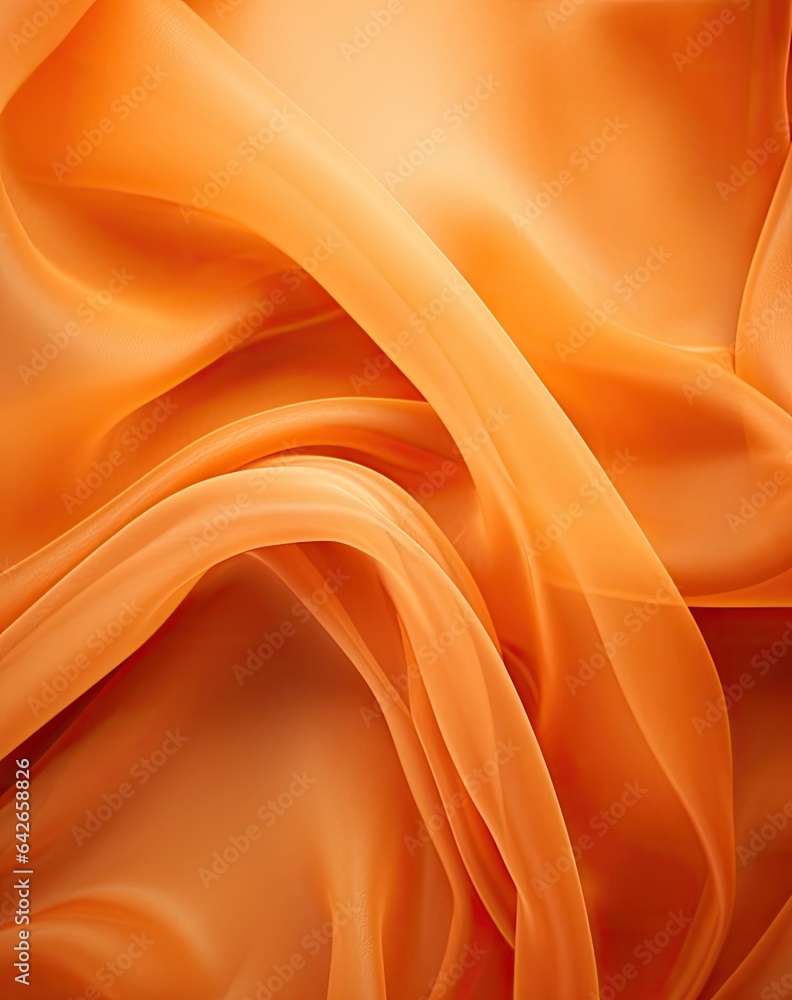 an orange silk fabric with some folds on the top and bottom, as if it's not in use