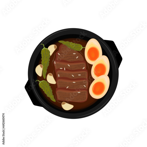 Jang Jorim Beef Stew with Egg Illustration Logo