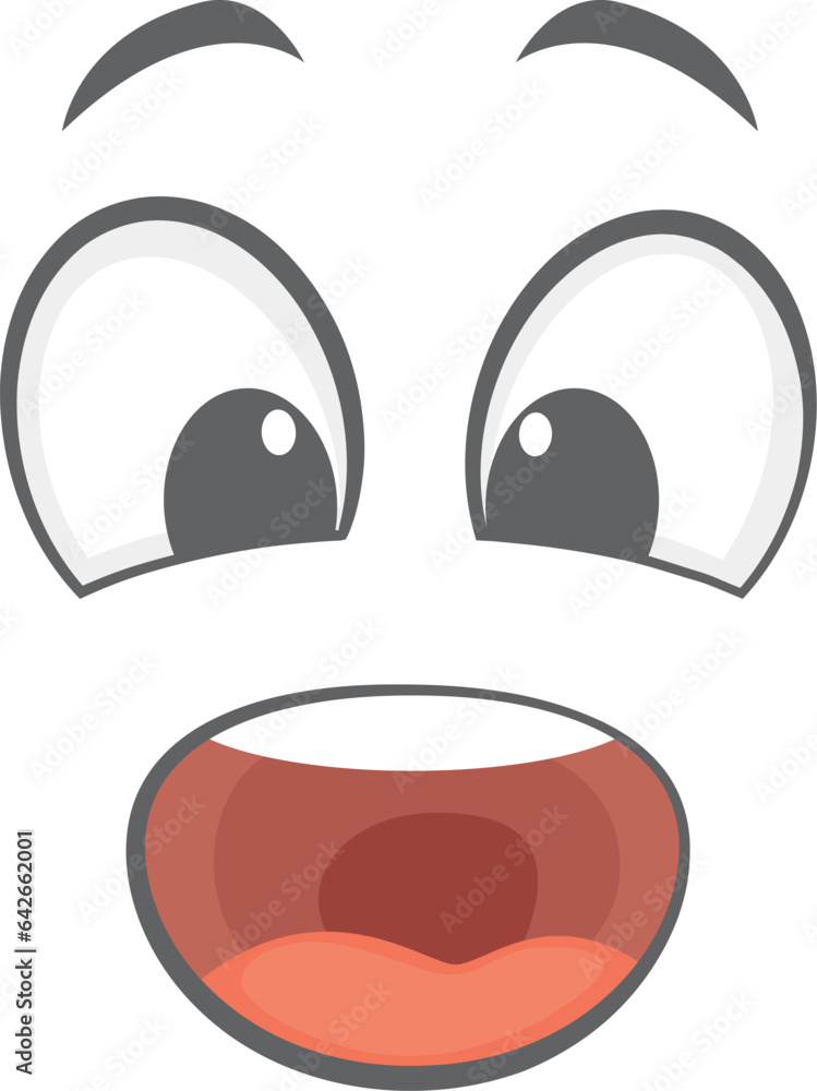 Astonished face. Comic shocked or feared expression Astonished face. Comic shocked or feared expression