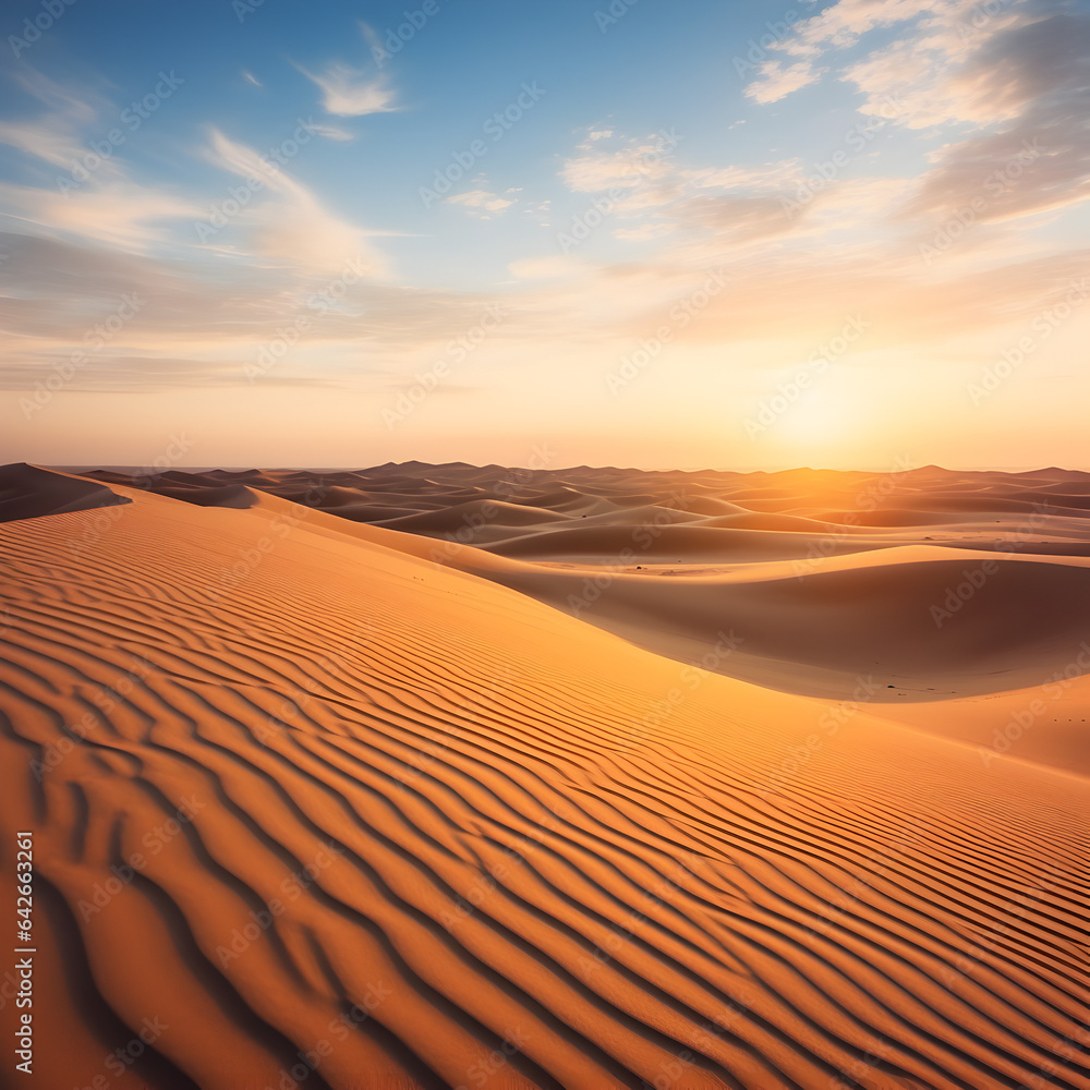 Sandy dunes in the desert. A concept of the dry arid desert climate. Generative ai. 