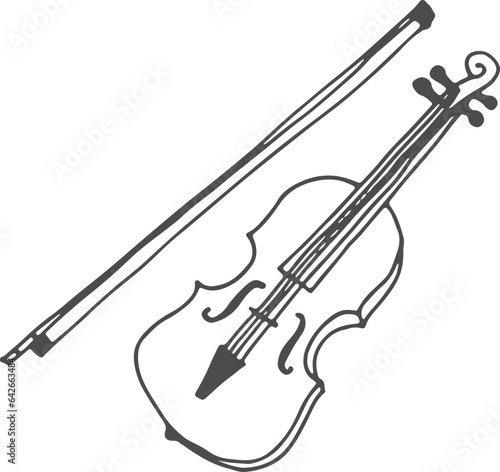 Violin drawing. Hand drawn classic music icon