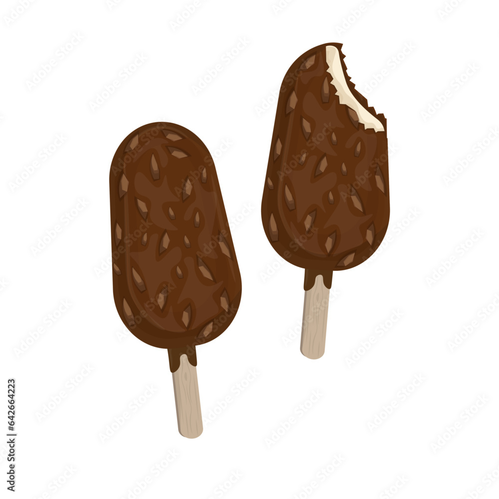 Logo illustration of Chocolate Flavor Popsicle Ice Cream with the Addition of Almonds Logo illustration of Chocolate Flavor Popsicle Ice Cream with the Addition of Almonds
