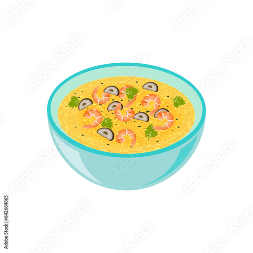 Logo Illustration Vector of Italian mixed rice risotto with added shrimp