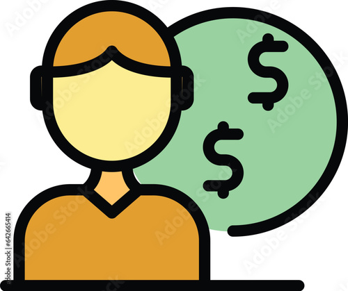 Money credit online icon outline vector. Cost loan. House give color flat