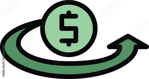 Dollar loan icon outline vector. Personal credit. Business bank color flat