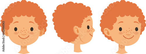 Ginger hair boy. Funny kid head set