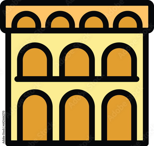 Zagreb arch icon outline vector. Map flag. Travel building color flat