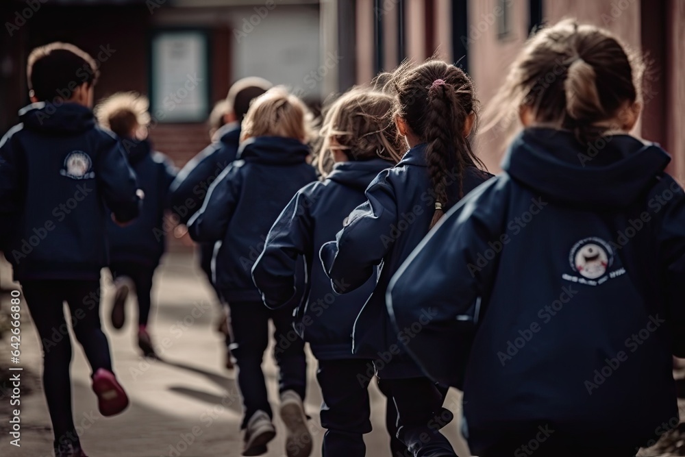 children in school uniforms running down the street, with text overlay that reads how to help your child's physical needs children in school uniforms running down the street, with text overlay that reads how to help your child's physical needs