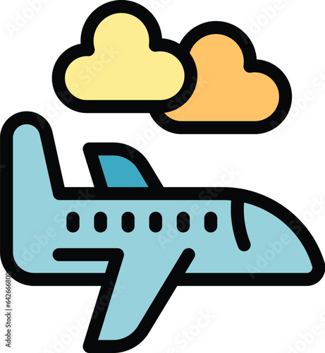 Croatia airplane icon outline vector. Flag map. Skyline town color flat