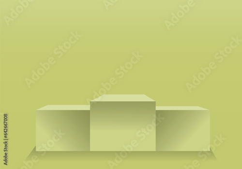 podium. Realistic 3D cylinder pedestal podium set . Minimal scene for products stage showcase, promotion display. Vector geometric forms in shadow. 