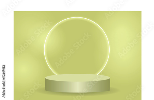 podium. Realistic 3D cylinder pedestal podium set . Minimal scene for products stage showcase, promotion display. Vector geometric forms in shadow. 