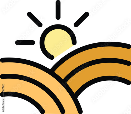 City sunset icon outline vector. Balkan world. Travel nature color flat