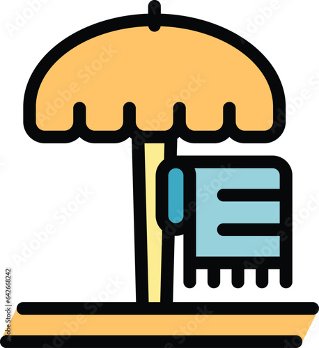 Beach umbrella icon outline vector. Sea city. Map zagreb color flat