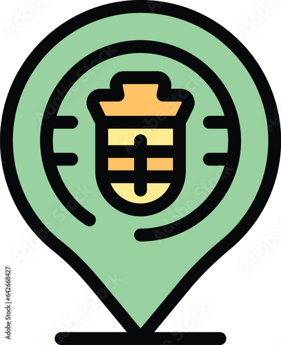 Croatia location icon outline vector. Sea city. Zagreb map color flat