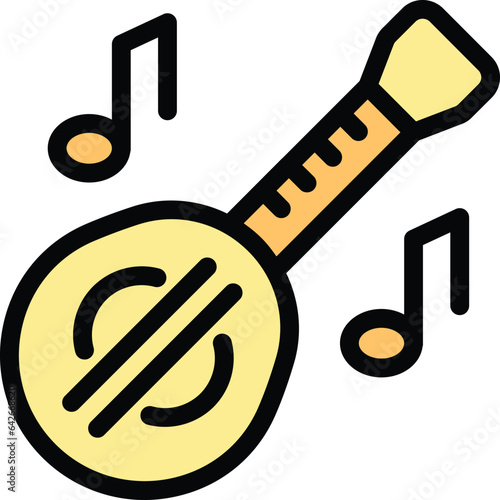 Musical instrument icon outline vector. Sea city. Croatia map color flat