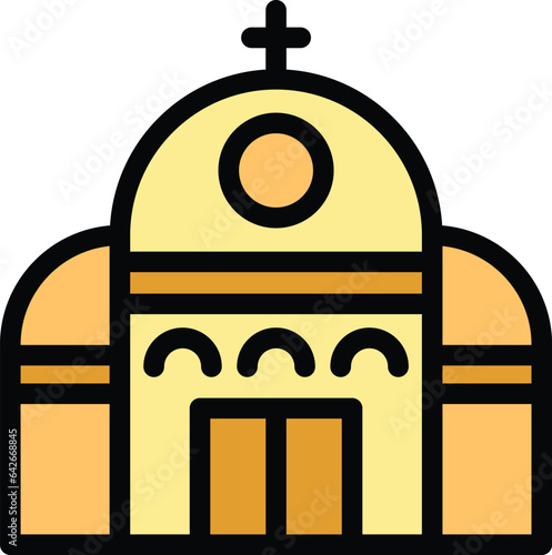 Church icon outline vector. Sea landmark. Zagreb building color flat