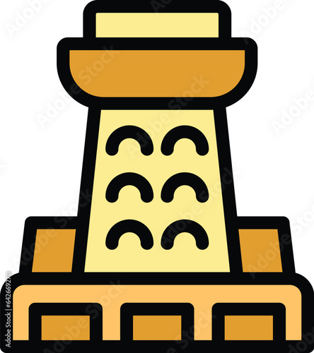 Croatia lighthouse icon outline vector. City skyline. Map zagreb color flat