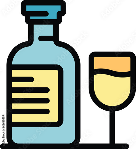 Croatia wine bottle icon outline vector. City landmark. Tourism country color flat