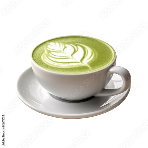 cup of matcha coffee latte. isolated background