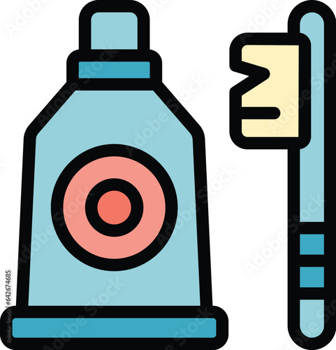 Dental care toothpaste icon outline vector. Tooth gem. Dentist teeth color flat