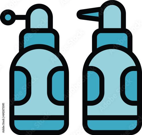 Tooth spray icon outline vector. Dentist care. Magic care color flat