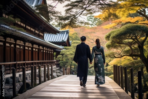Couple in their 40s at the Kyoto Temples in Kyoto Japan