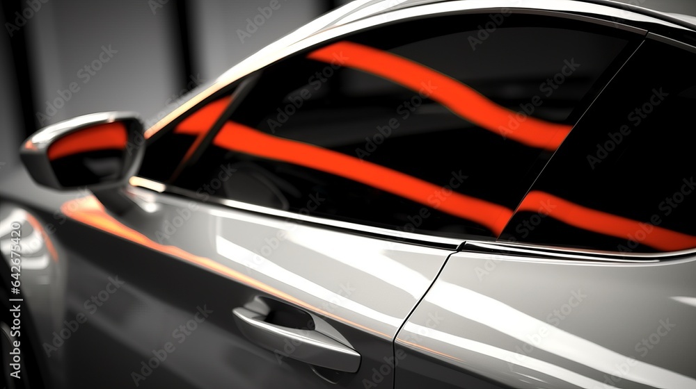 Close up of brandless sport car as an abstract backdrop. Selective focus. Abstract AI generated image.