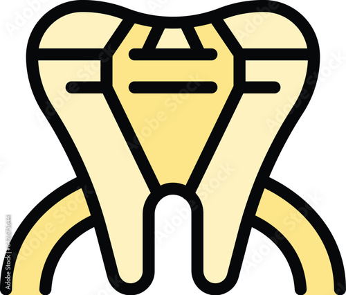 Clinic stone icon outline vector. Tooth gem. Ring dental color flat