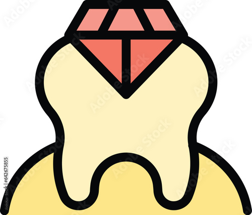 Diamond care icon outline vector. Tooth care. Clinic bridge color flat