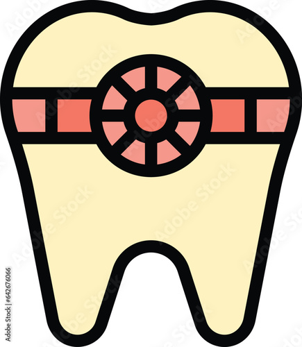 Stone tooth icon outline vector. Gem dentist. Care magic color flat