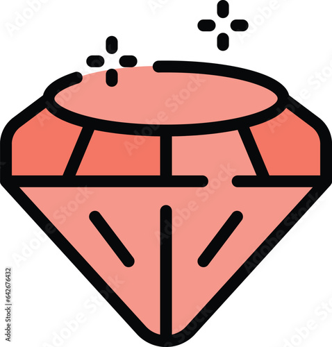 Shiny diamond icon outline vector. Teeth care. Healthy magic color flat