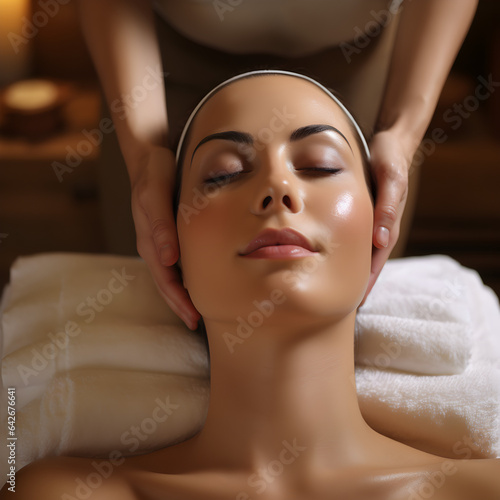 Woman at the spa receiving a relaxing massage and getting pampered. Generative ai. 