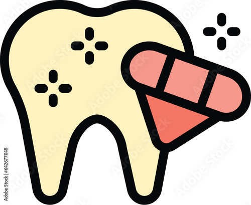 Clean tooth icon outline vector. Diamond healthy. Care magic color flat