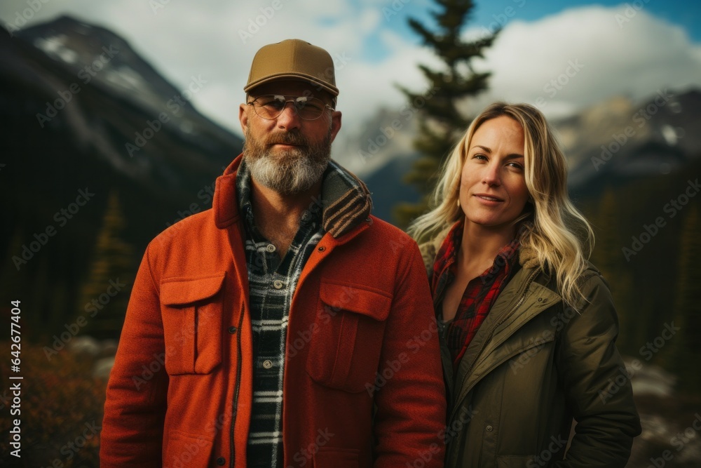 Couple in their 40s at the Banff National Park in Alberta Canada