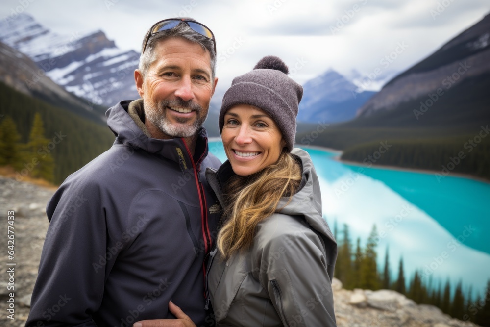 Couple in their 40s at the Banff National Park in Alberta Canada Couple in their 40s at the Banff National Park in Alberta Canada