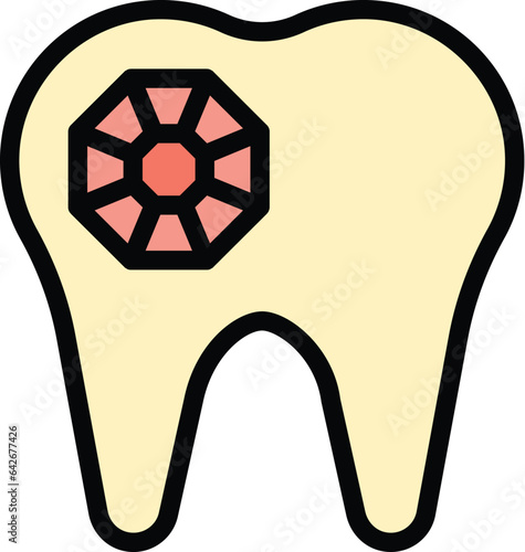 Tooth gemstone icon outline vector. Gem diamond. Company silver color flat
