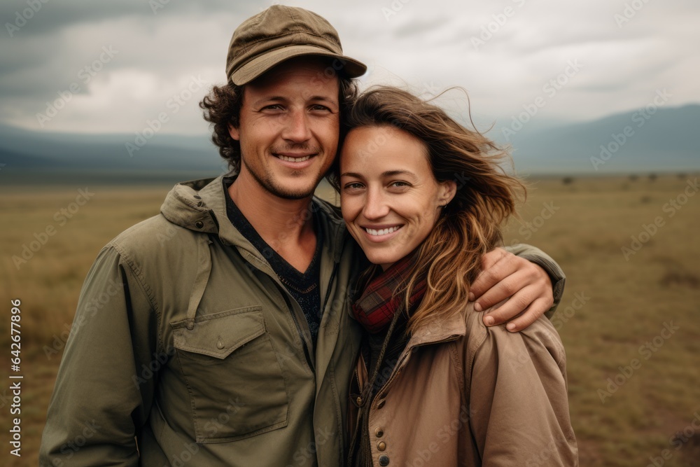 Couple in their 30s at the Ngorongoro Crater in Arusha Tanzania Couple in their 30s at the Ngorongoro Crater in Arusha Tanzania