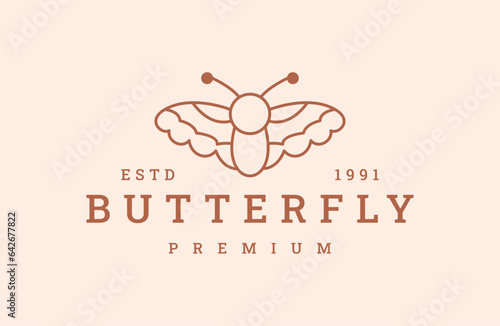 Butterfly logo vector icon illustration hipster vintage retro