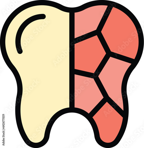 Cracked tooth icon outline vector. Diamond care. Silver magic color flat