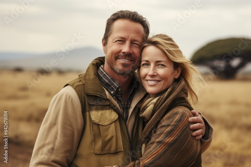Couple in their 40s at the Ngorongoro Crater in Arusha Tanzania photo