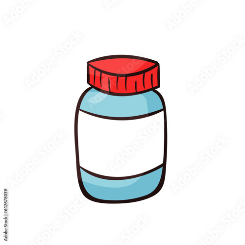 Vector bottle of pills icon in cartoon style isolated on white background medicine symbol