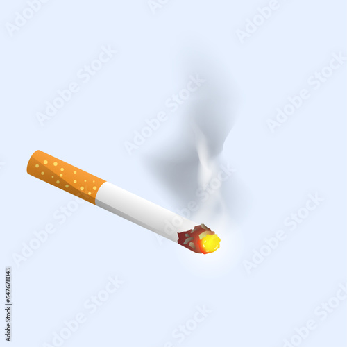 Vector cigarette dark smoke on white background