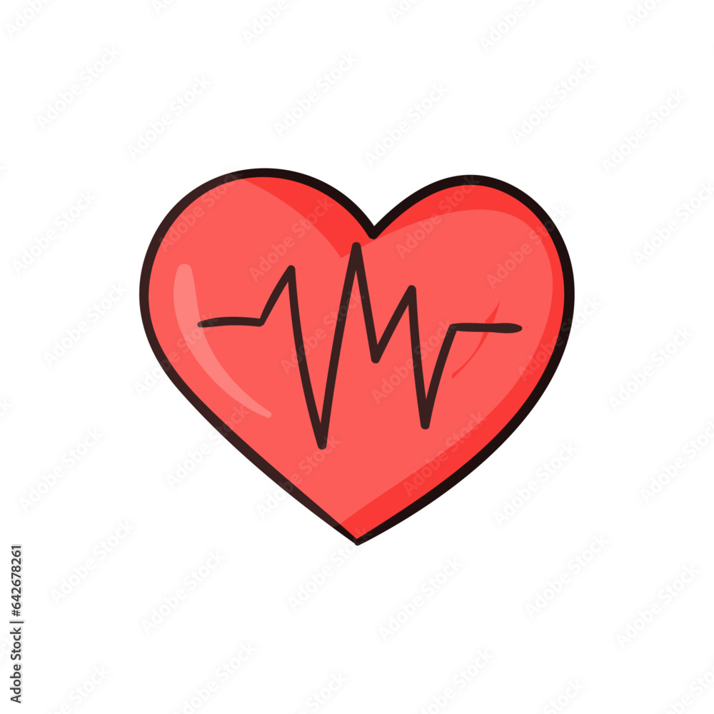 Vector red heartbeat symbol graphic illustration